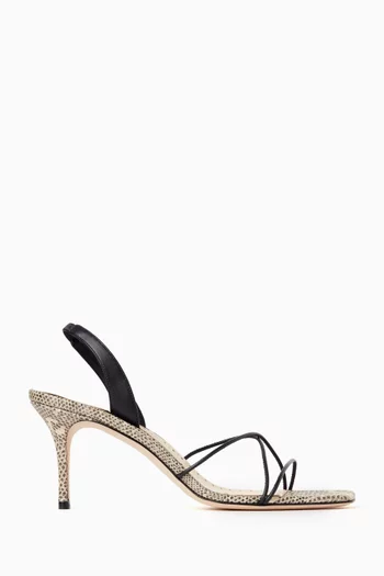 Ninfea 70 Slingback Sandals in Snake-embossed Nappa Leather