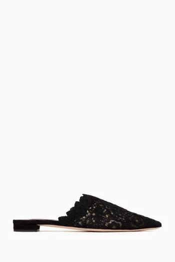 Positano Mules in Lace & Suede