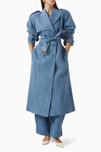 Oversized Trench Coat in Denim