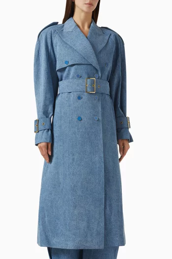Oversized Trench Coat in Denim
