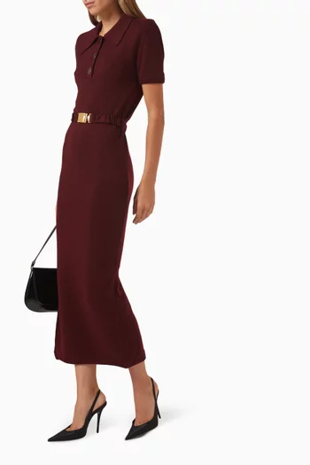 فستان بحزام وياقة بولو