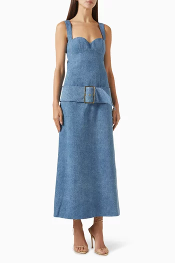 Belted Bustier Dress in Denim