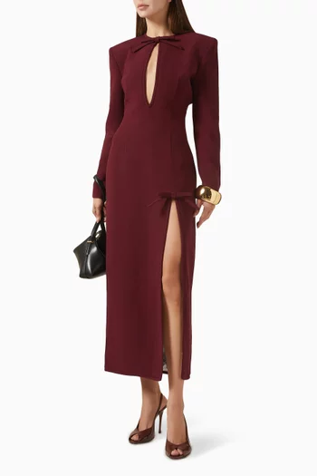 Bow-detailed Midi Dress in Sablé