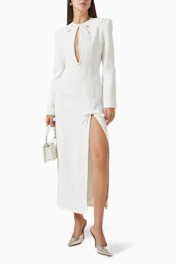 Bow-detailed Midi Dress in Sablé