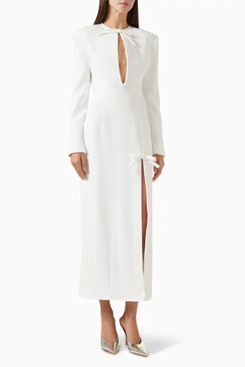Bow-detailed Midi Dress in Sablé