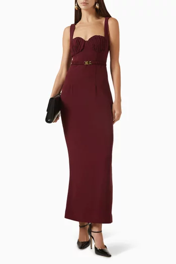 Belted Sleeveless Dress in Sablé