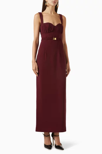 Belted Sleeveless Dress in Sablé