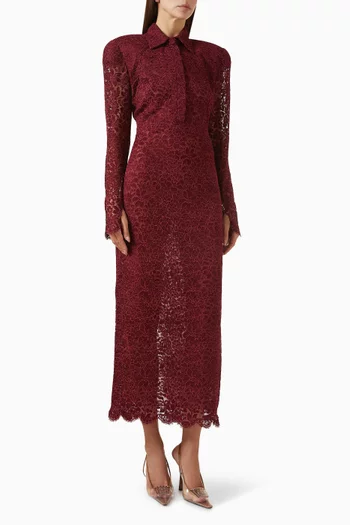 Long-sleeve Polo Midi Dress in Lace
