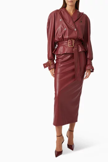 Belted Maxi Skirt in Eco Leather