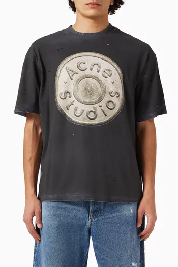 تي شيرت بشعار الماركة مزيج قطن