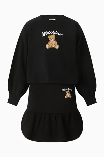 تنورة بقصة واسعة مزينة بطبعة دب