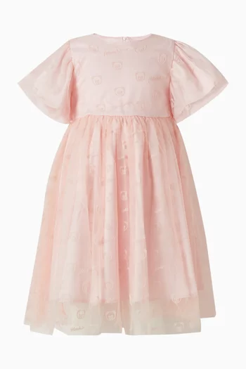 فستان بقصة واسعة مزينة بطبعة بدب