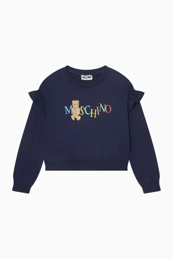 سويت شيرت بكشكش وشعار الماركة قطن