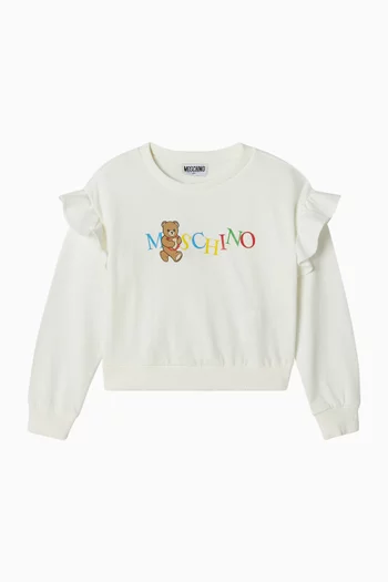 سويت شيرت بكشكش وشعار الماركة قطن