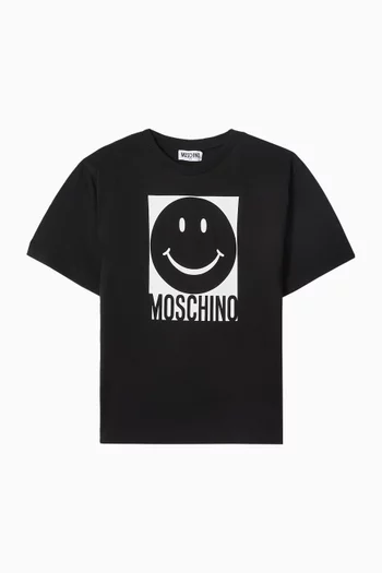 Smiley Logo Print T-shirt in Cotton