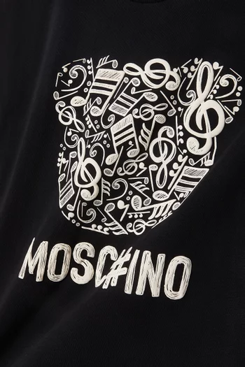 Musical Teddy Print T-shirt in Cotton