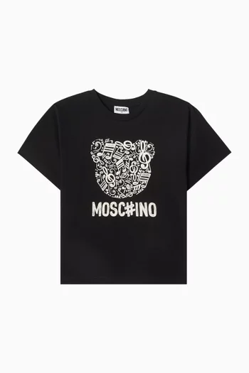 Musical Teddy Print T-shirt in Cotton