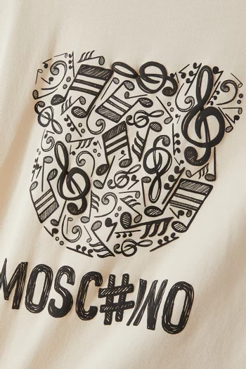 Musical Teddy Print T-shirt in Cotton
