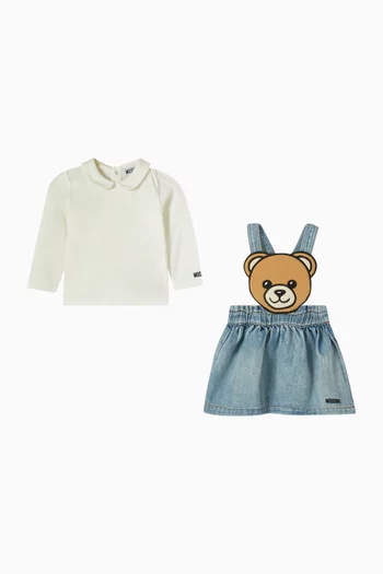 طقم متناسق بطبعة دب قطن ودينم