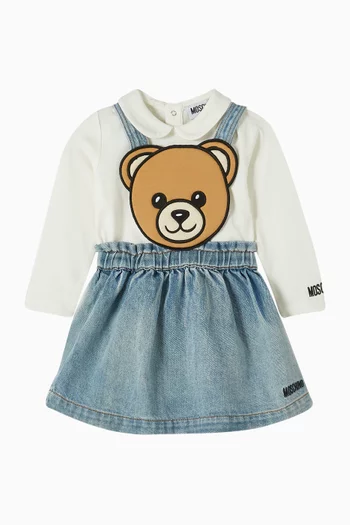 طقم متناسق بطبعة دب قطن ودينم