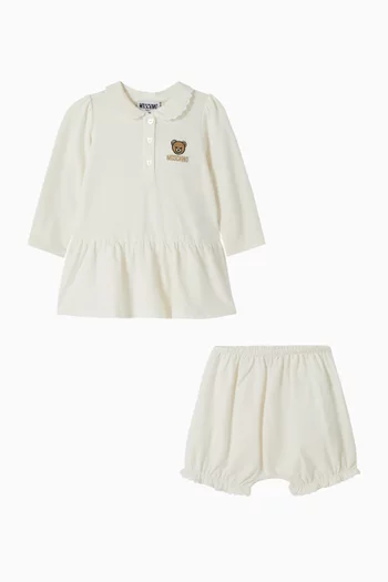 طقم متناسق بطبعة دب قطن مطاطي