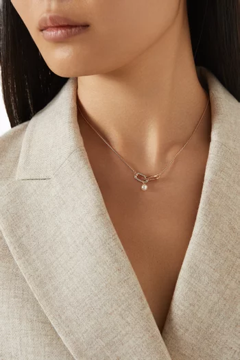 Constella Pearl Pendant Necklace in Rose Gold-plated Metal