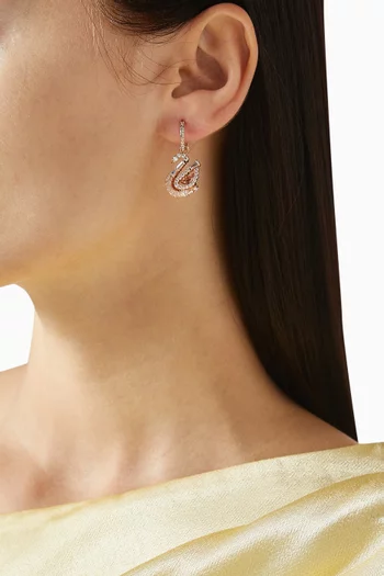 Swan Pavé  Drop Earrings in Rose Gold-tone Metal