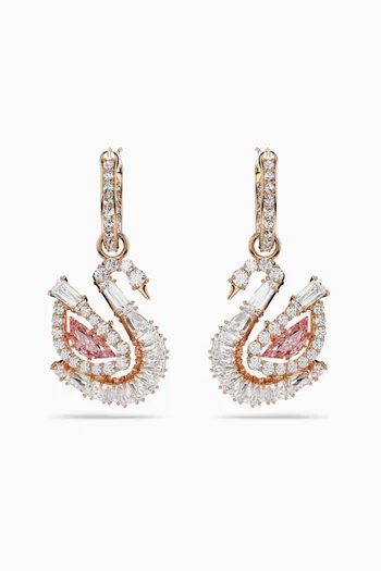 Swan Pavé  Drop Earrings in Rose Gold-tone Metal