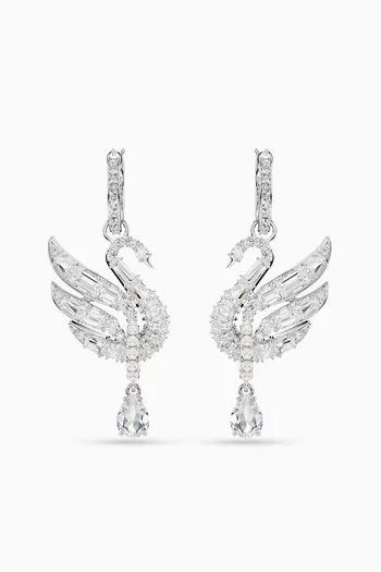 Swan Earrings in Rhodium-plated Metal