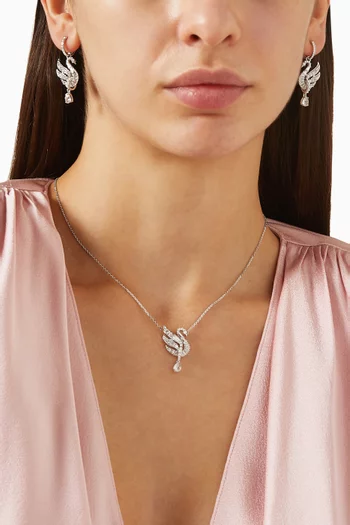 Swan Pendant Necklace in Rhodium-plated Metal