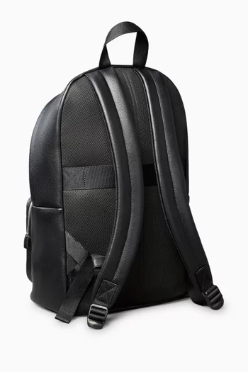 Logo Round Backpack in Faux Leather