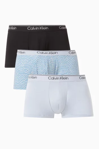 طقم بوكسر بخصر منخفض مايكروفايبر مطاطي، 3 قطع