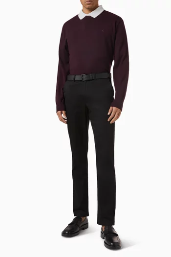 سترة بفتحة رقبة مستديرة كلاسيكية صوف مارينو