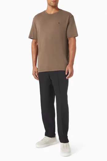 تي شيرت بتطريز شعار الماركة قطن