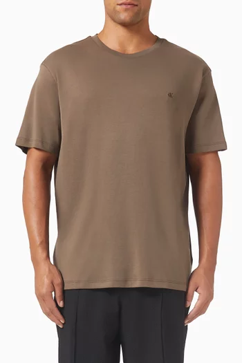 تي شيرت بتطريز شعار الماركة قطن