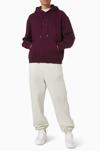 Monogram Logo Patch Relaxed Hoodie in Fleece