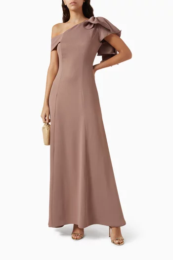 Bow One-shoulder Maxi Dress