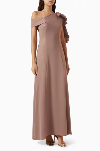 Bow One-shoulder Maxi Dress