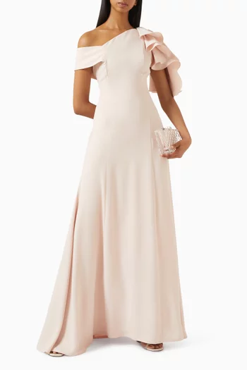 Bow One-shoulder Maxi Dress