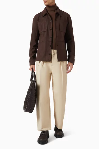 تي شيرت بليز بياقة عالية مطوية مزيج مودال