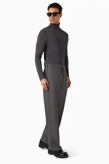 تي شيرت بليز بياقة عالية مطوية مزيج مودال