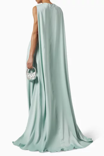 Slim-cut Draped Cape Maxi Dress