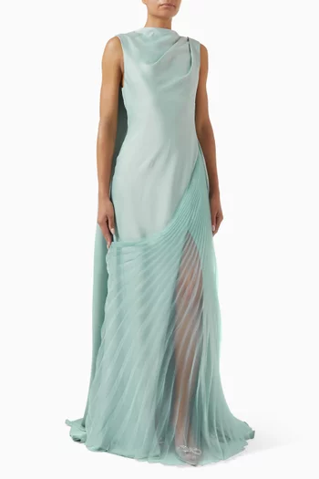 Slim-cut Draped Cape Maxi Dress