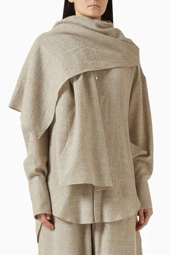 بلوزة جورجيا بوشاح قابل للإزالة صوف