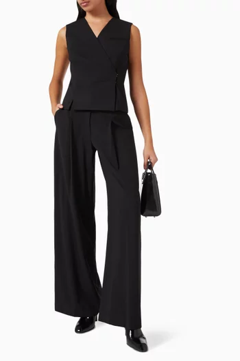 Pleated Wide-leg Pants in Wool Blend
