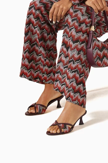 Kate 45 Zigzag Mule Sandals in Lurex-knit & Leather