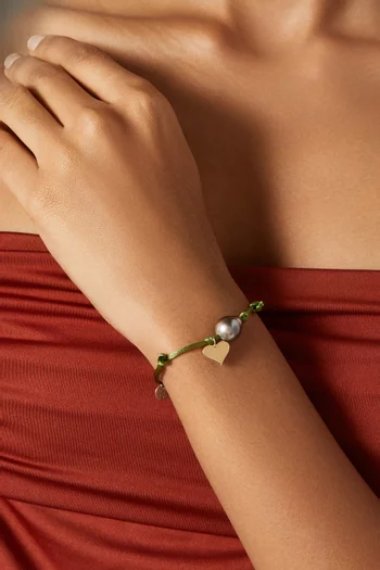 Natura Heart Charm Bracelet in 18kt Yellow Gold
