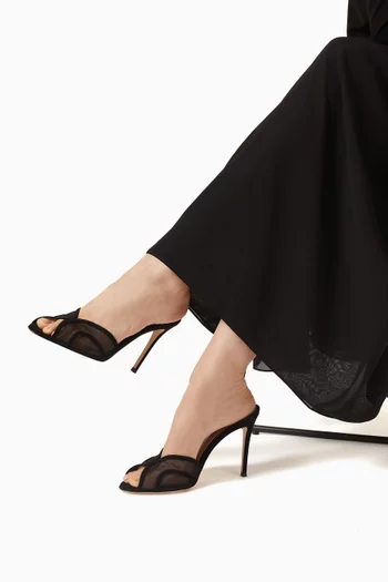 Mules in Organza Mesh & Suede