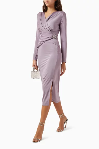 Buckle Wrap Midi Dress