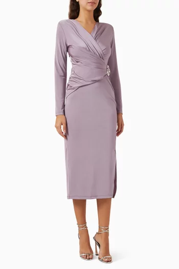 Buckle Wrap Midi Dress